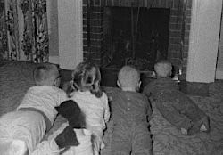 Christmas at the fireplace Waiting for Santa Claus